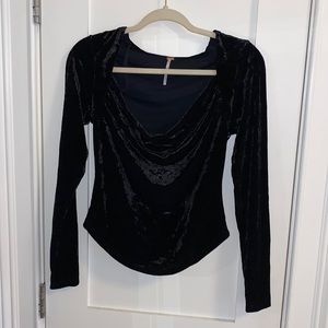 Free People | Black Velvet Long sleeve